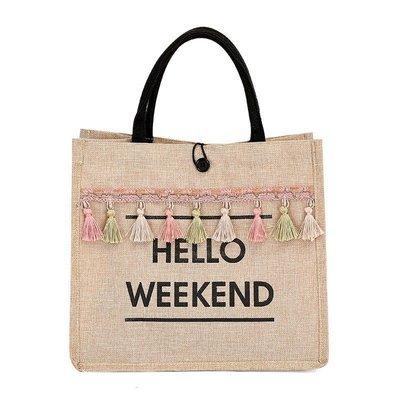 Hello Weekend Linen Bag