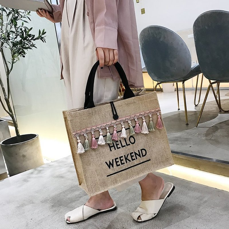 Hello Weekend Linen Bag