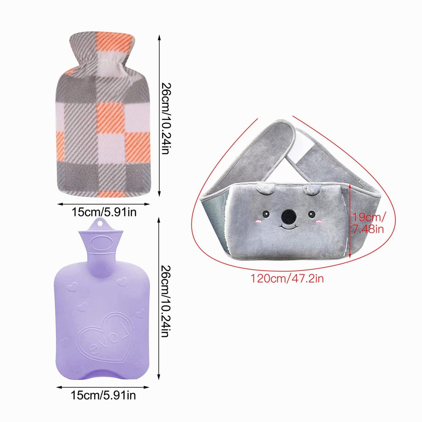 Hot Water Bottle Cover/Bag Set